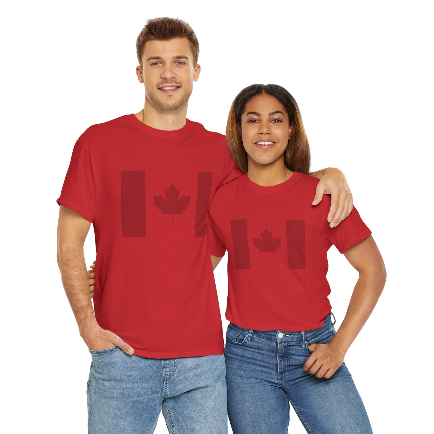 Canada Flag Transparent -Unisex Heavy Cotton T-Shirt - Minimalist Canadian Flag Design