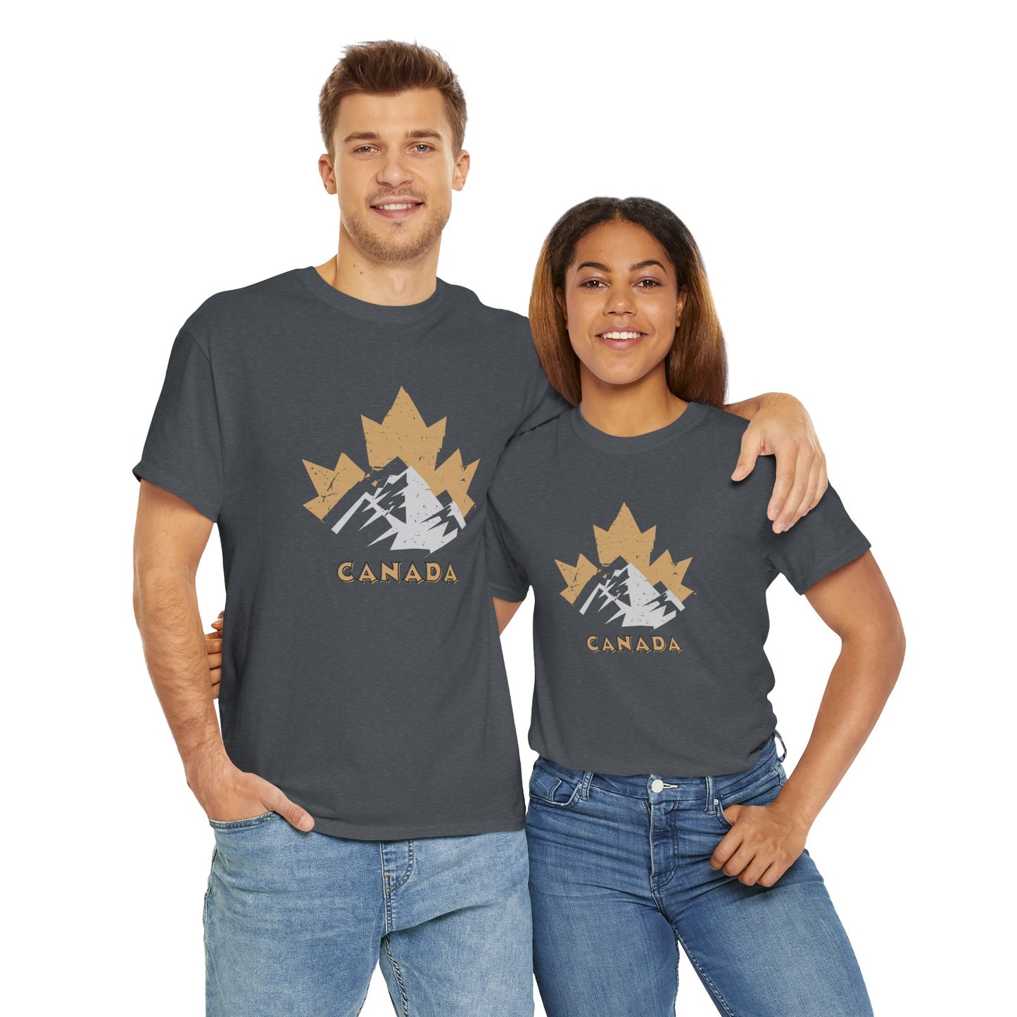 Canada Rockies Gold - Unisex Heavy Cotton T-Shirt - Stylish Canadian Flag Apparel