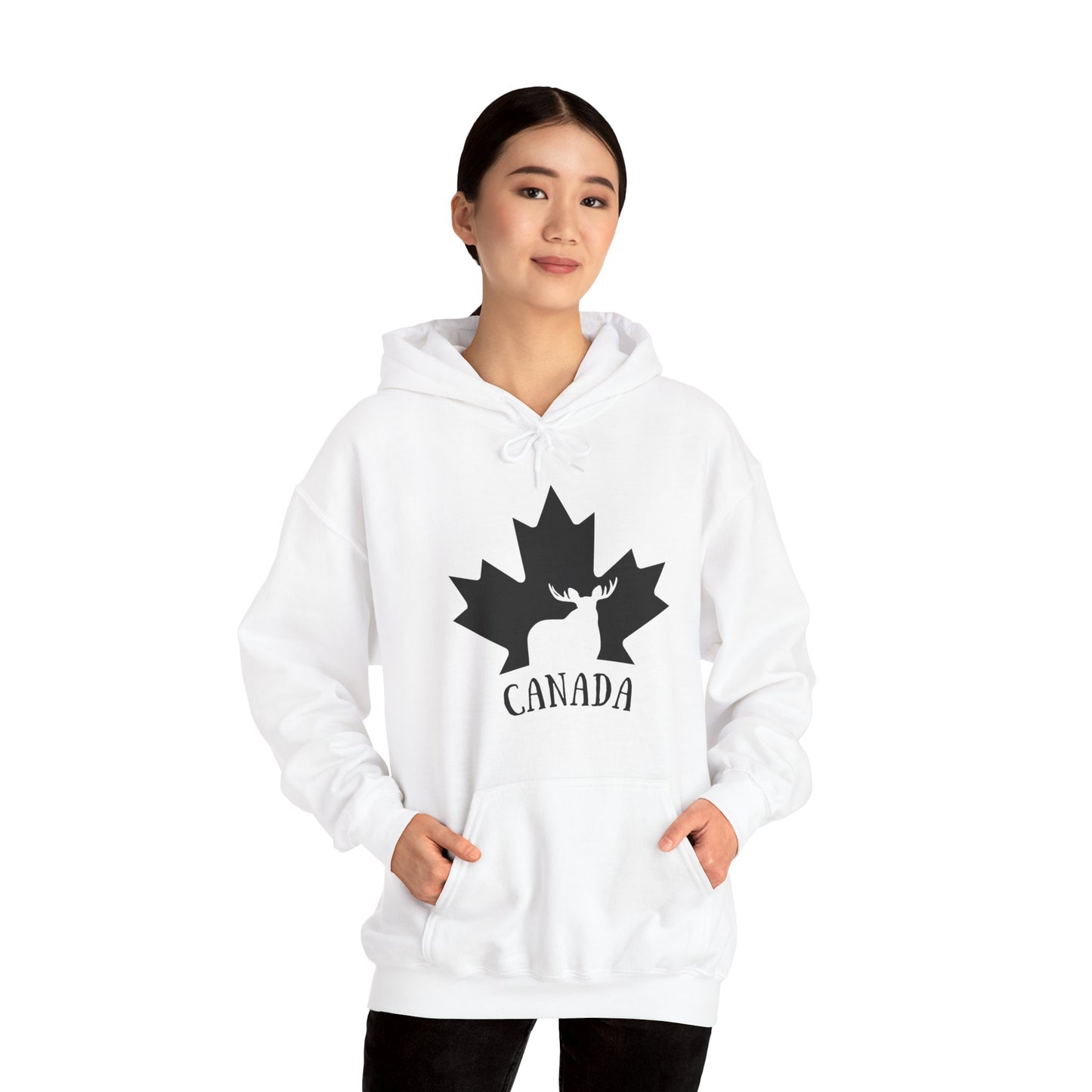 Canada Flag Moose - Unisex Heavy Blended Hoodie - Great for Canadian Moose Fans
