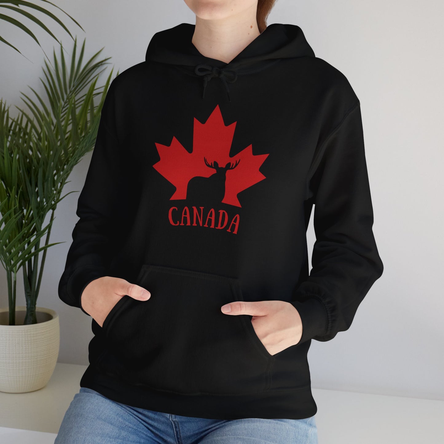 Canada Flag Moose - Unisex Heavy Blended Hoodie - Great for Canadian Moose Fans