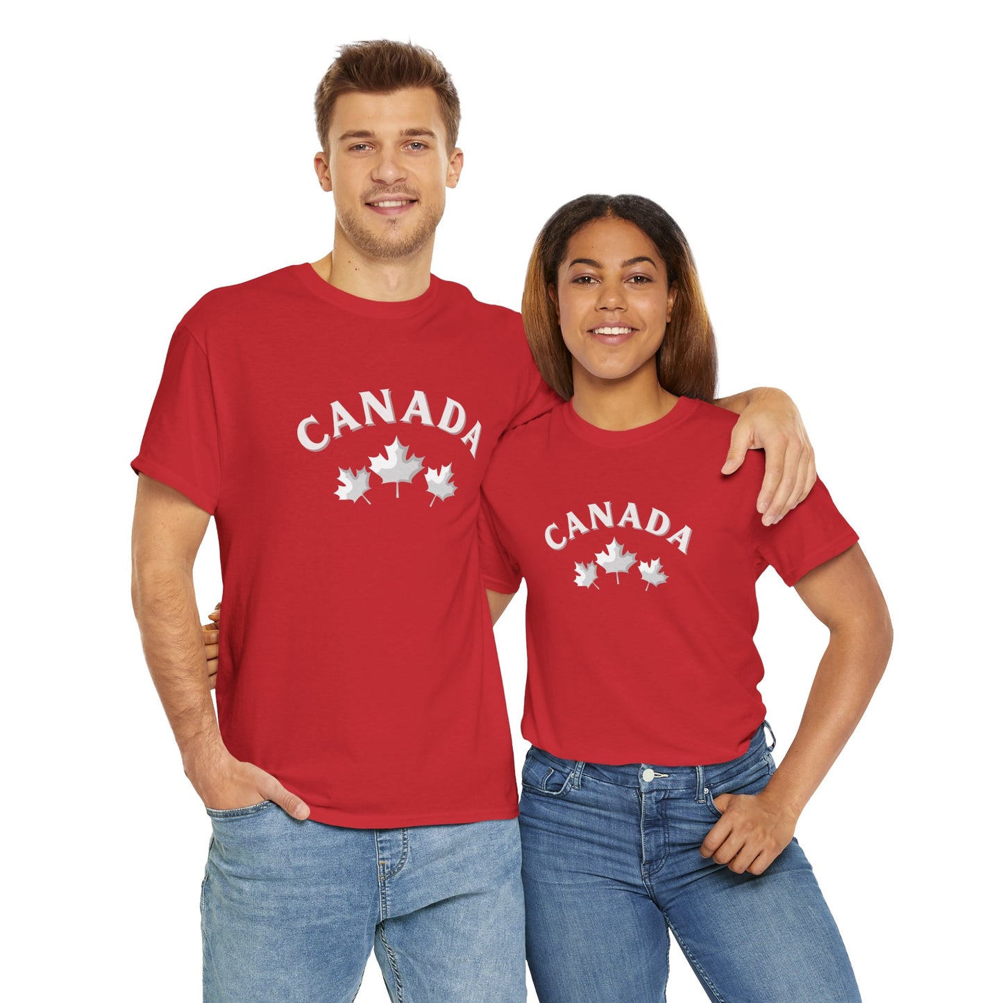 Canada 3 Leafs - Unisex Heavy Cotton T-Shirt - Trendy Maple Leaf Graphic Shirt