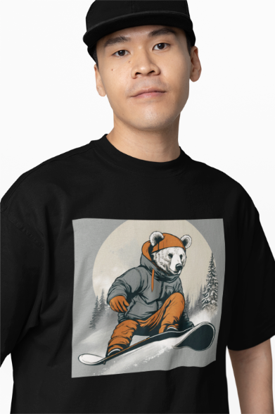 Bear Snowboarder - Unisex Heavy Cotton T-Shirt -Great For Snowboarding Enthusiasts