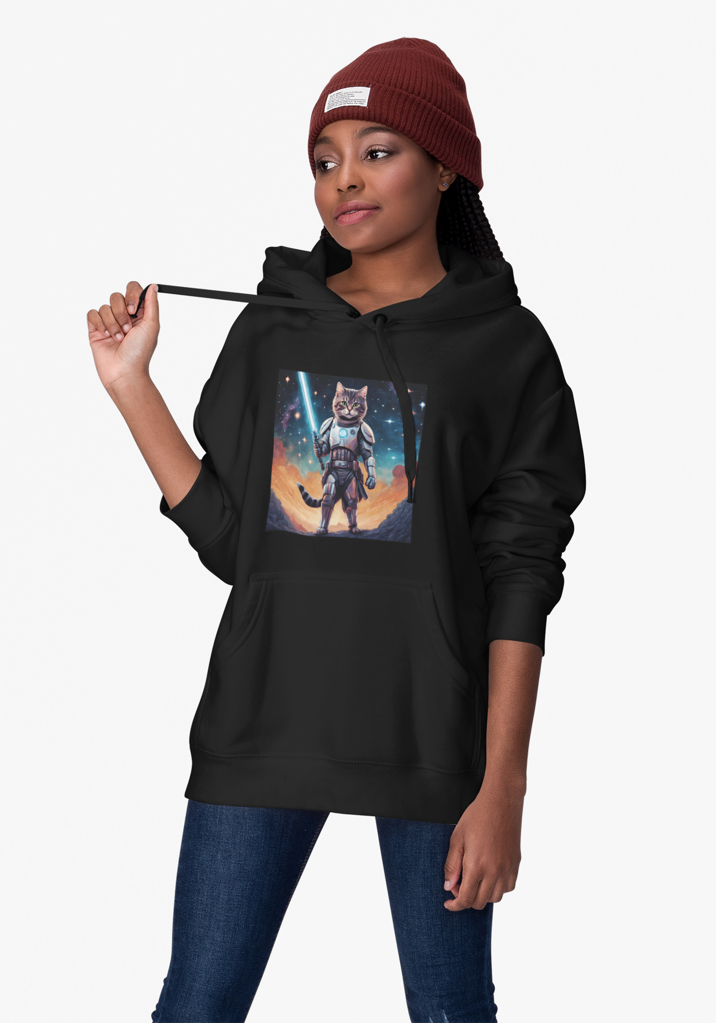 Cat Jedi - Unisex Hoodie - Fun Space-Inspired Sweatshirt for Pet Lovers