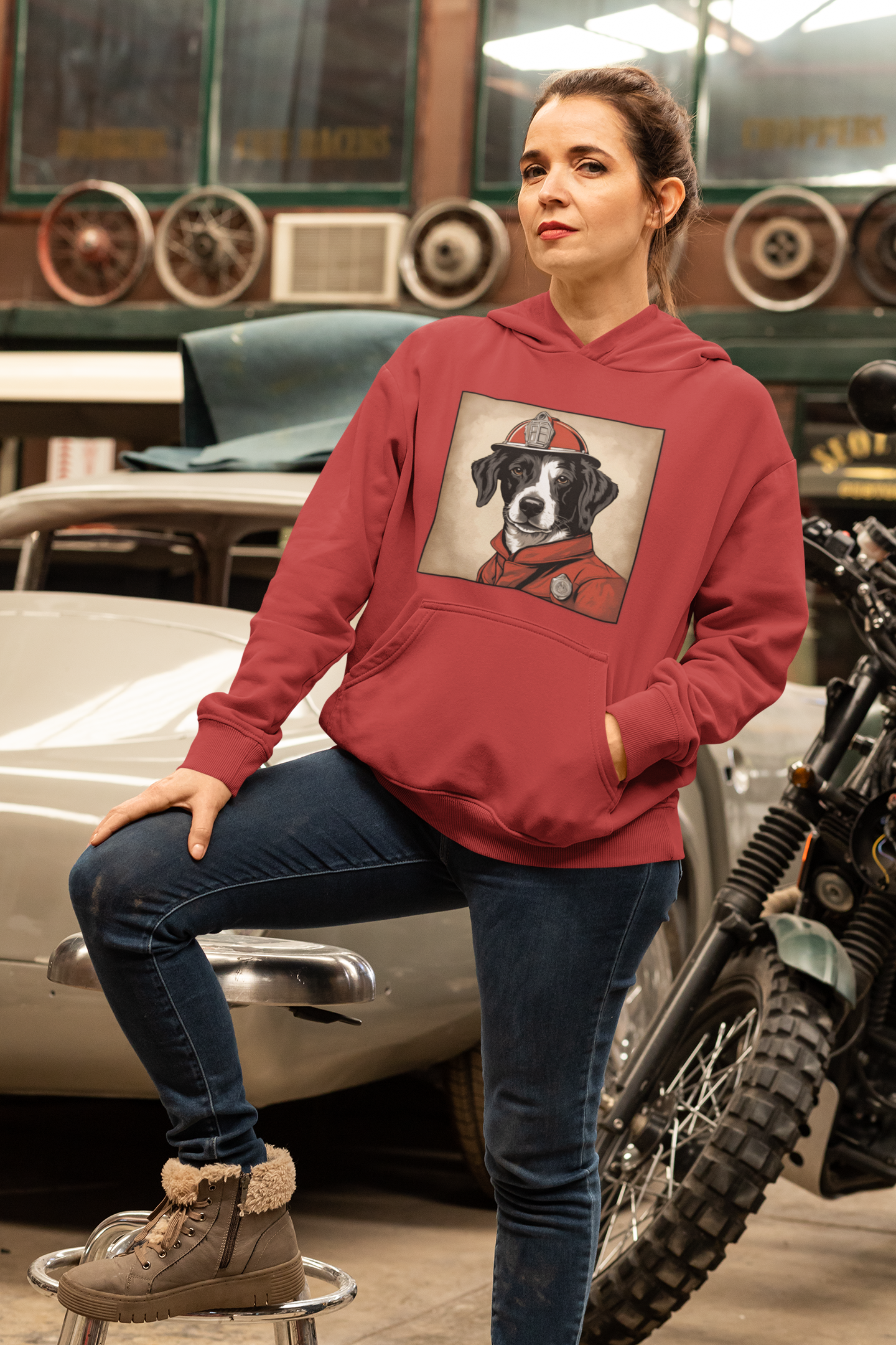 Dog Firefighter - Unisex Hoodie - Cool Dog Hero Sweatshirt