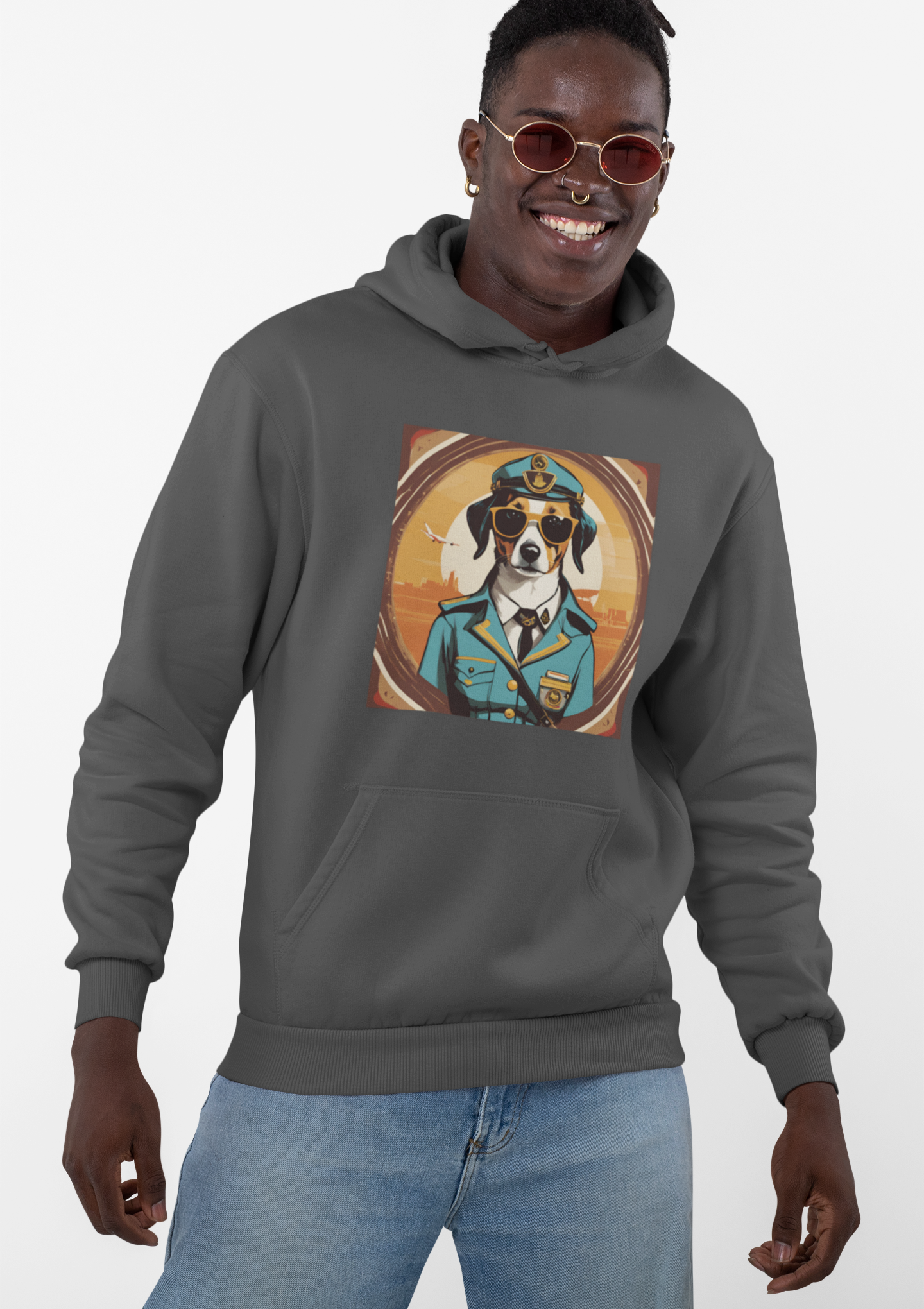 Dog Airline Pilot - Unisex Heavy Blend™ Hooded Sweatshirt - Perfect for Aviation Enthusiasts