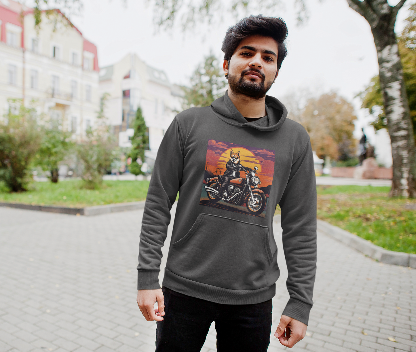 Shiba Dog  Motorcycle Rider - Unisex Heavy Blend™ Hooded Sweatshirt - Perfect for Bikers and Pet Lovers