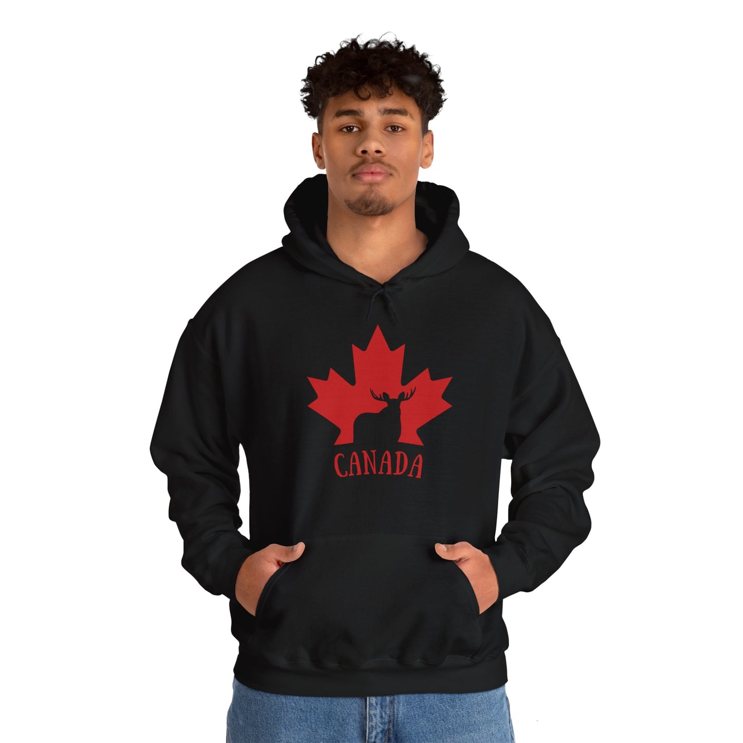 Canada Flag Moose - Unisex Heavy Blended Hoodie - Great for Canadian Moose Fans