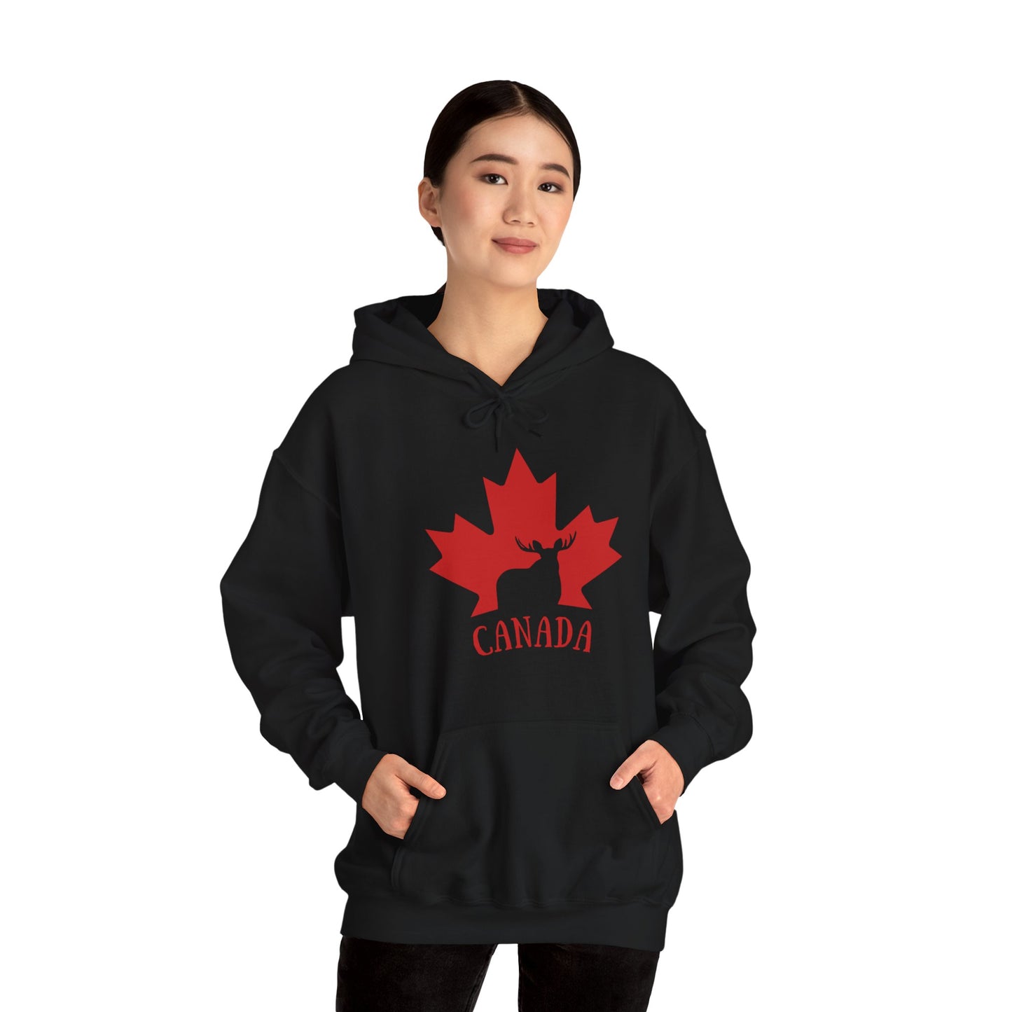 Canada Flag Moose - Unisex Heavy Blended Hoodie - Great for Canadian Moose Fans