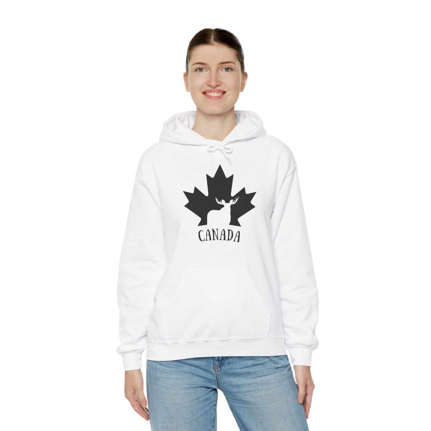 Canada Flag Moose - Unisex Heavy Blended Hoodie - Great for Canadian Moose Fans