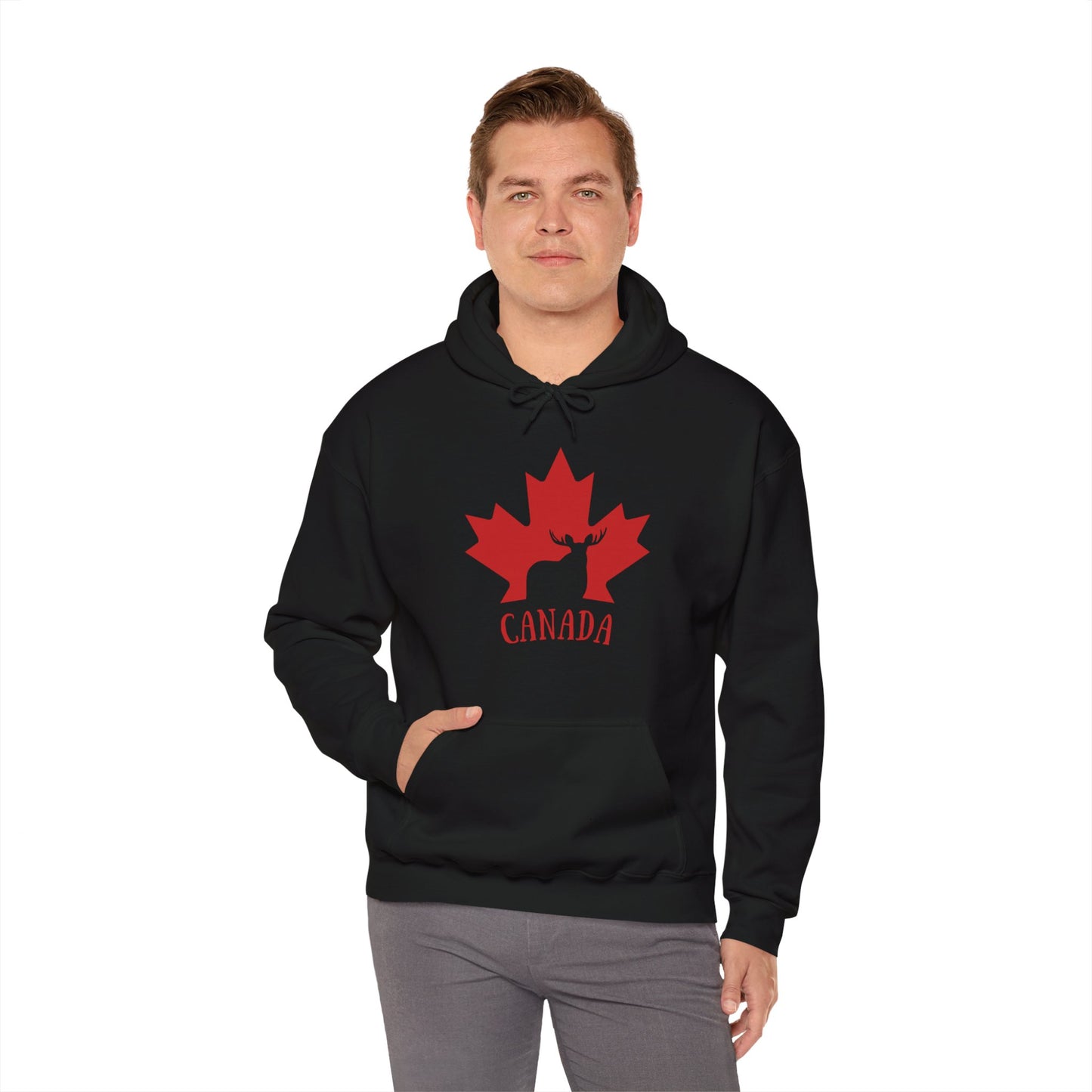 Canada Flag Moose - Unisex Heavy Blended Hoodie - Great for Canadian Moose Fans