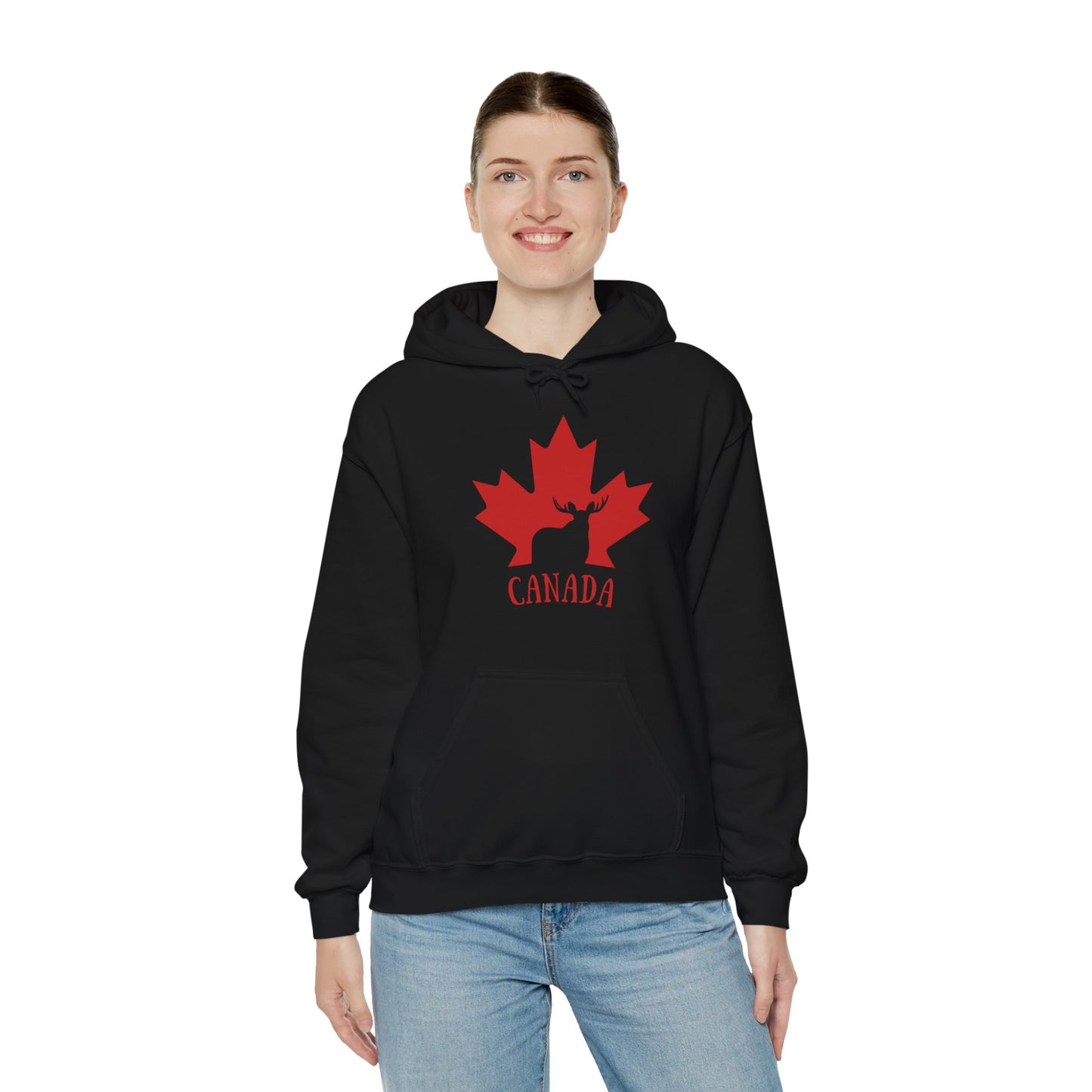 Canada Flag Moose - Unisex Heavy Blended Hoodie - Great for Canadian Moose Fans