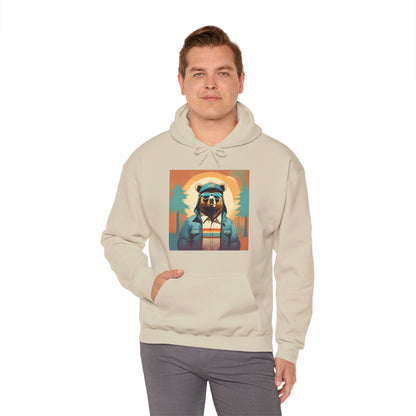 Bear Hiker - Unisex Cotton Hooded Sweatshirt - Cool and Stylish Outdoor Vibe