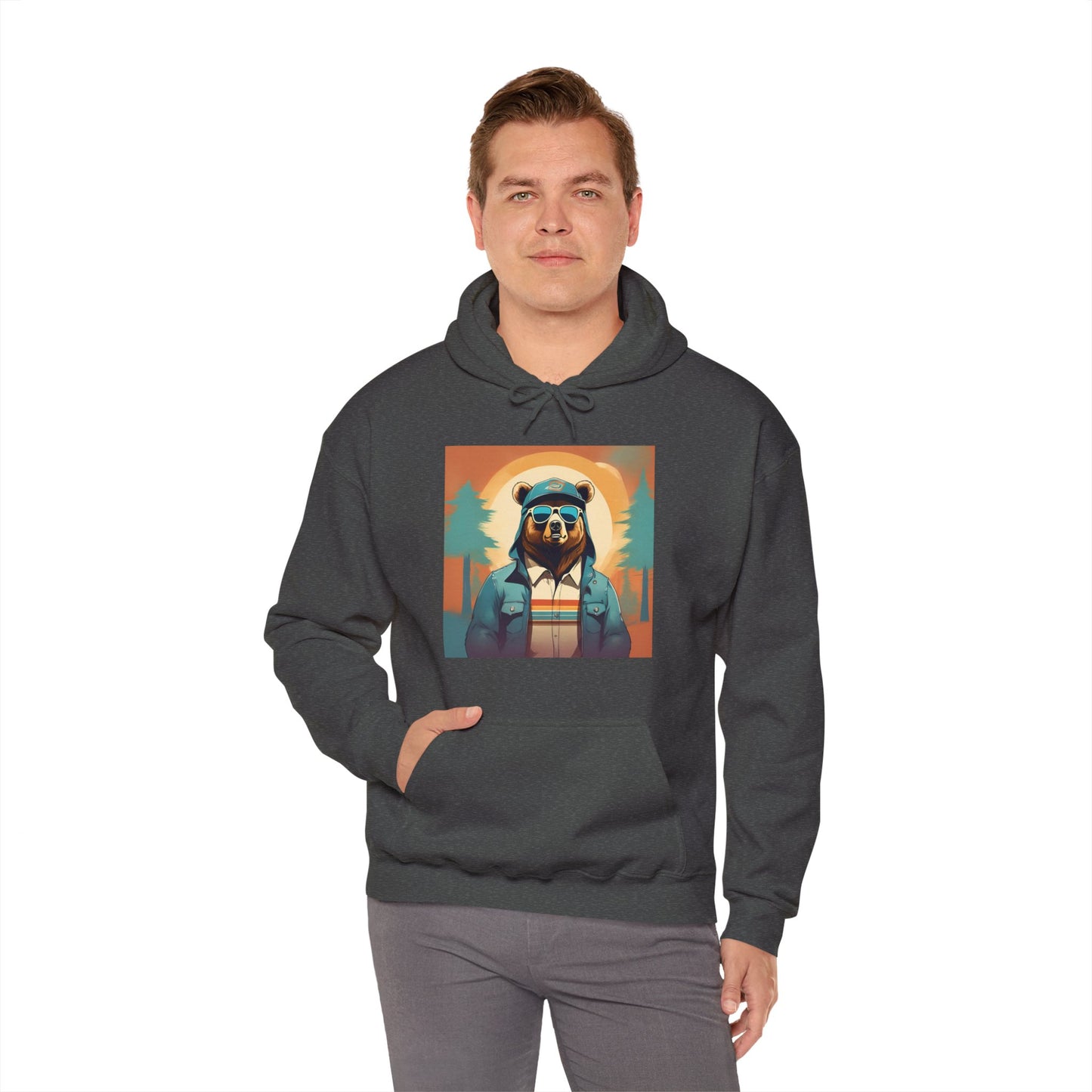 Bear Hiker - Unisex Cotton Hooded Sweatshirt - Cool and Stylish Outdoor Vibe