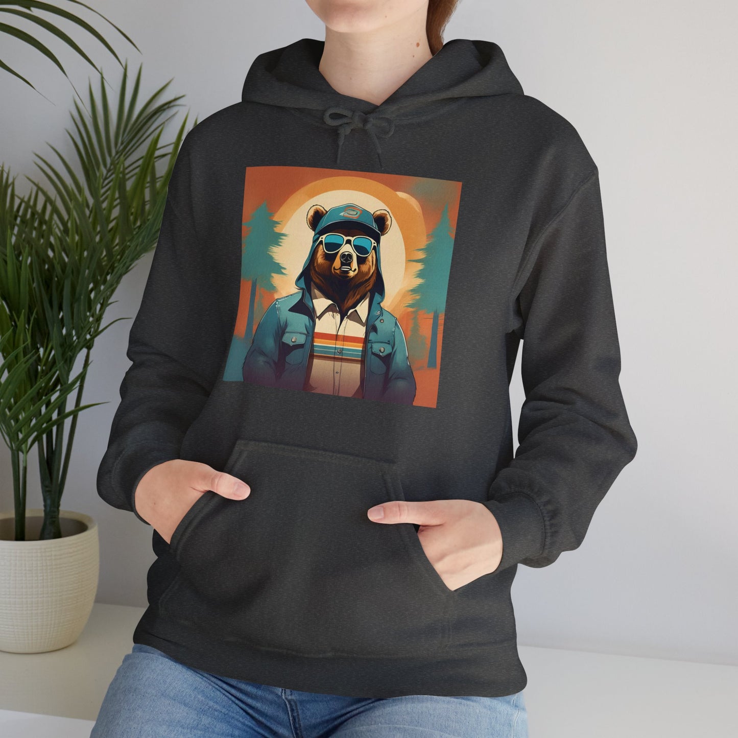 Bear Hiker - Unisex Cotton Hooded Sweatshirt - Cool and Stylish Outdoor Vibe