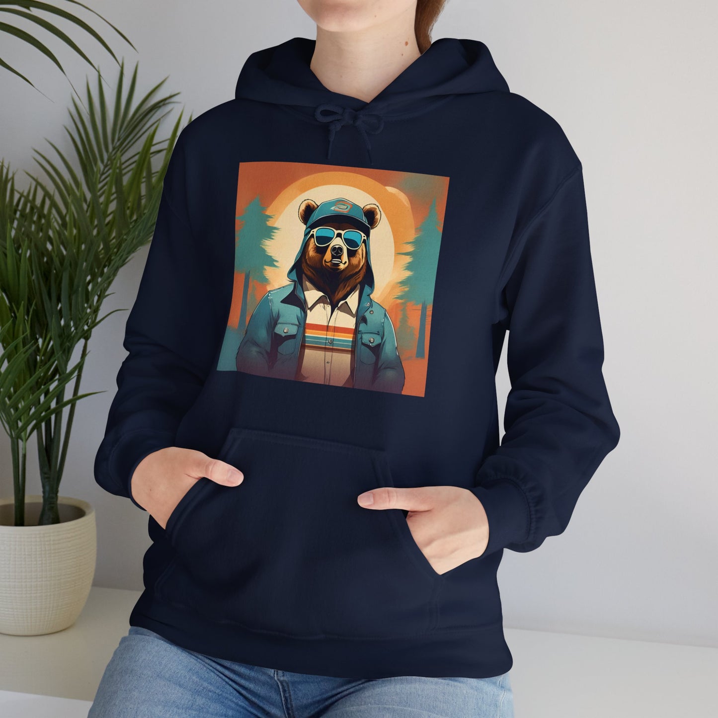 Bear Hiker - Unisex Cotton Hooded Sweatshirt - Cool and Stylish Outdoor Vibe