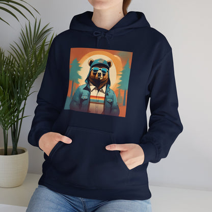 Bear Hiker - Unisex Cotton Hooded Sweatshirt - Cool and Stylish Outdoor Vibe
