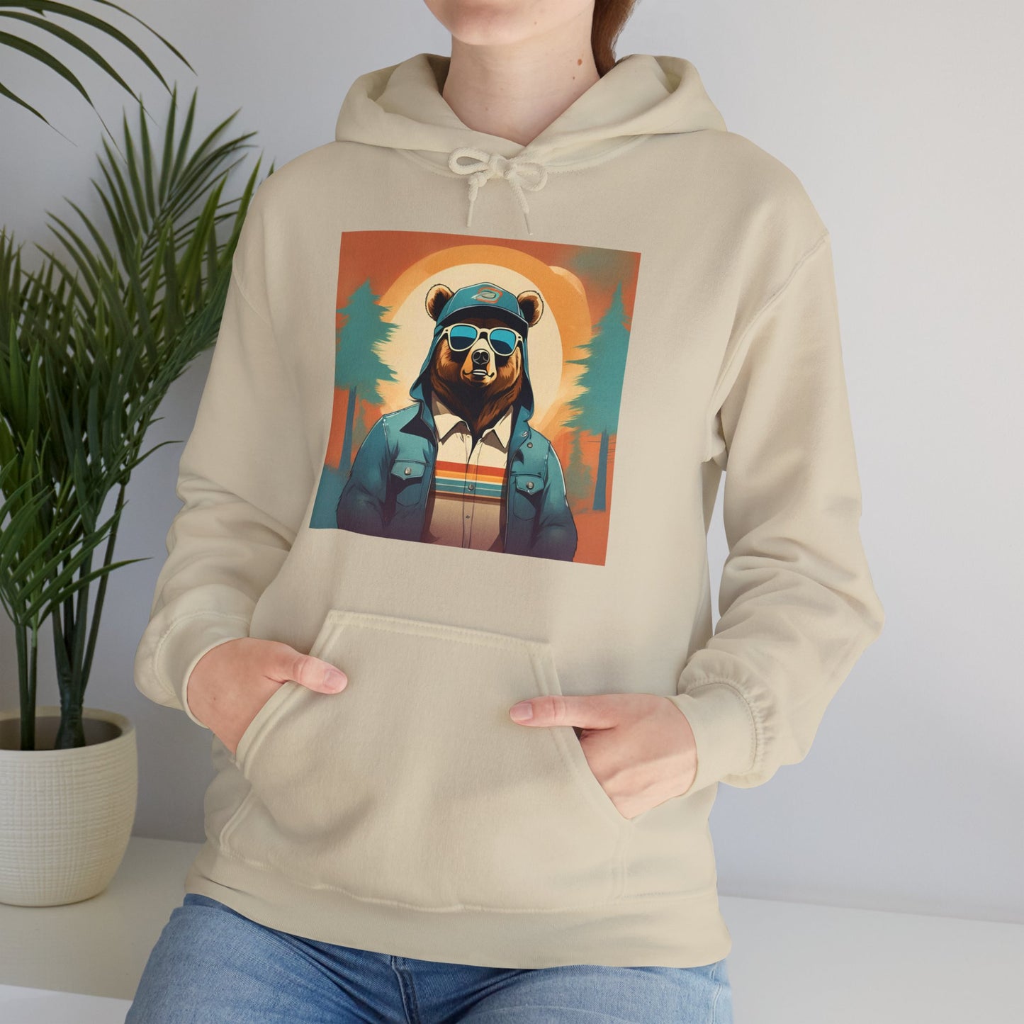 Bear Hiker - Unisex Cotton Hooded Sweatshirt - Cool and Stylish Outdoor Vibe