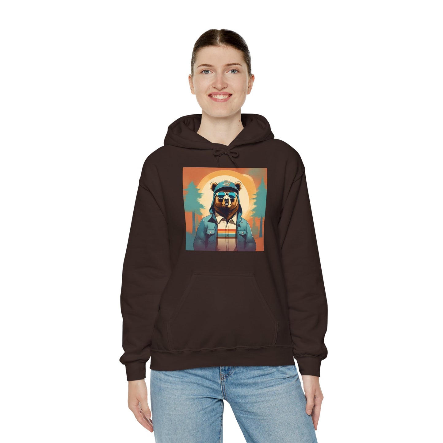 Bear Hiker - Unisex Cotton Hooded Sweatshirt - Cool and Stylish Outdoor Vibe