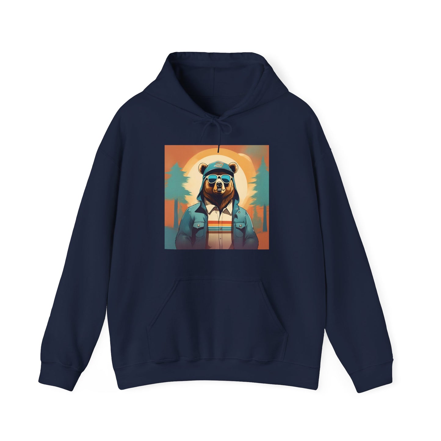Bear Hiker - Unisex Cotton Hooded Sweatshirt - Cool and Stylish Outdoor Vibe