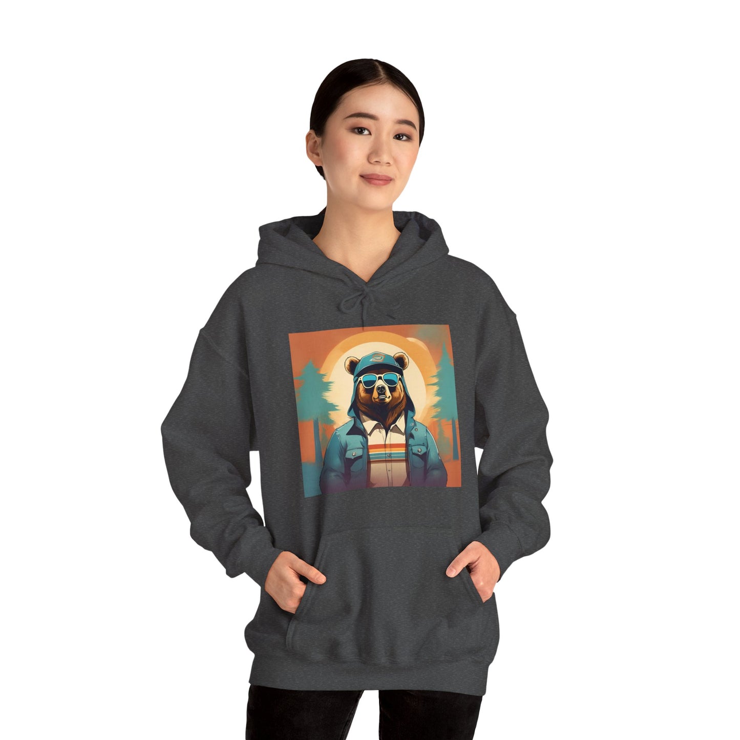 Bear Hiker - Unisex Cotton Hooded Sweatshirt - Cool and Stylish Outdoor Vibe