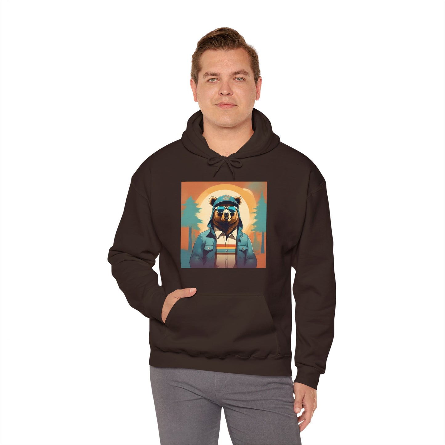 Bear Hiker - Unisex Cotton Hooded Sweatshirt - Cool and Stylish Outdoor Vibe