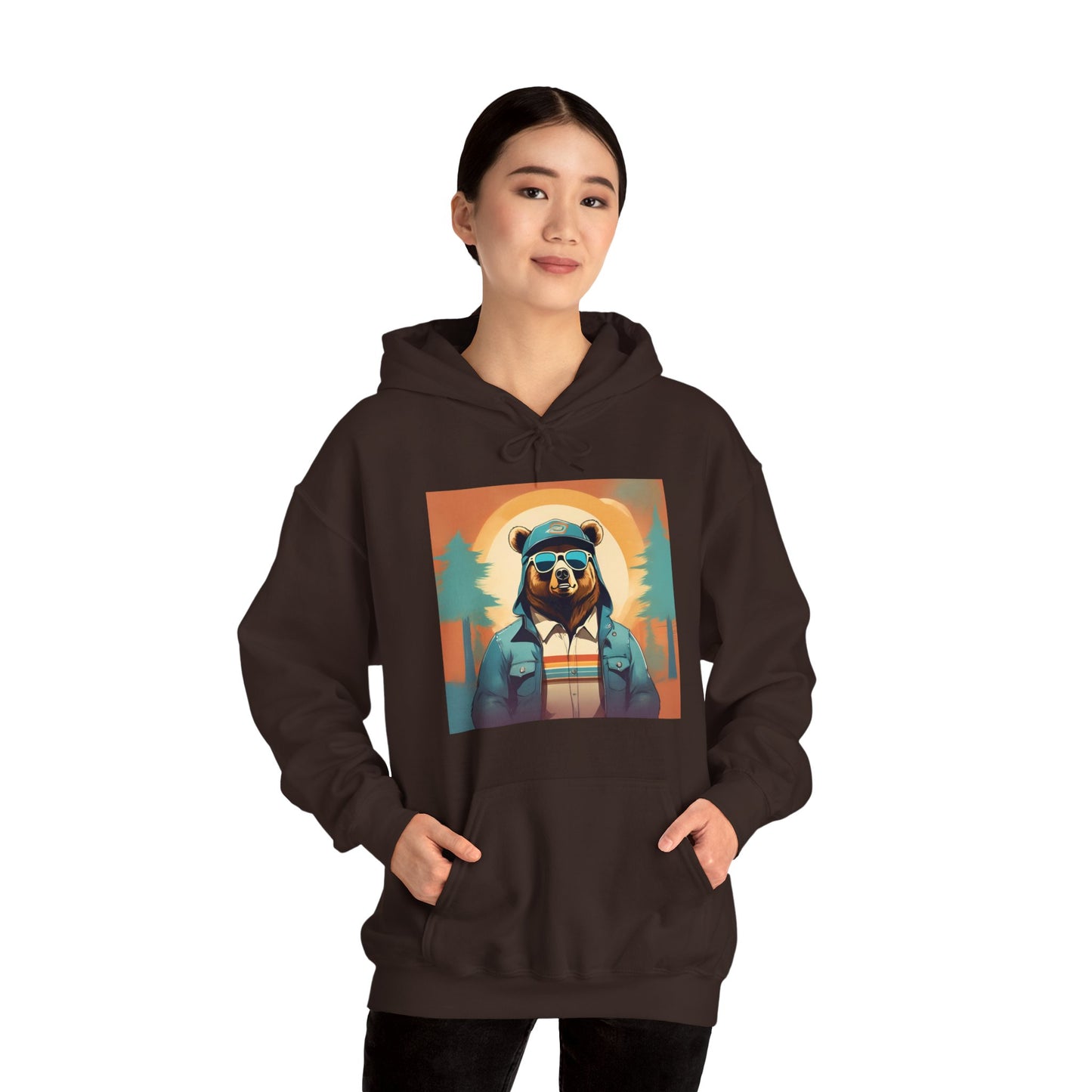 Bear Hiker - Unisex Cotton Hooded Sweatshirt - Cool and Stylish Outdoor Vibe
