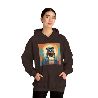 Bear Hiker - Unisex Cotton Hooded Sweatshirt - Cool and Stylish Outdoor Vibe