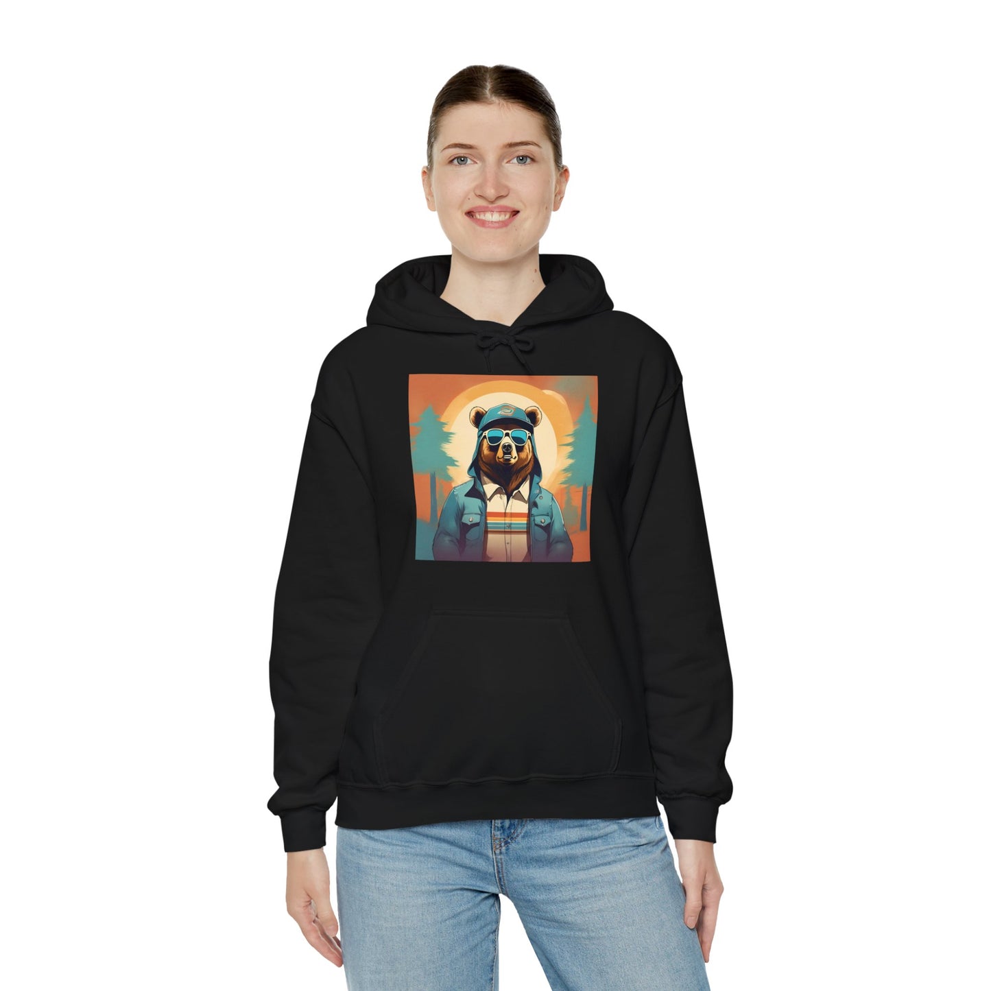 Bear Hiker - Unisex Cotton Hooded Sweatshirt - Cool and Stylish Outdoor Vibe