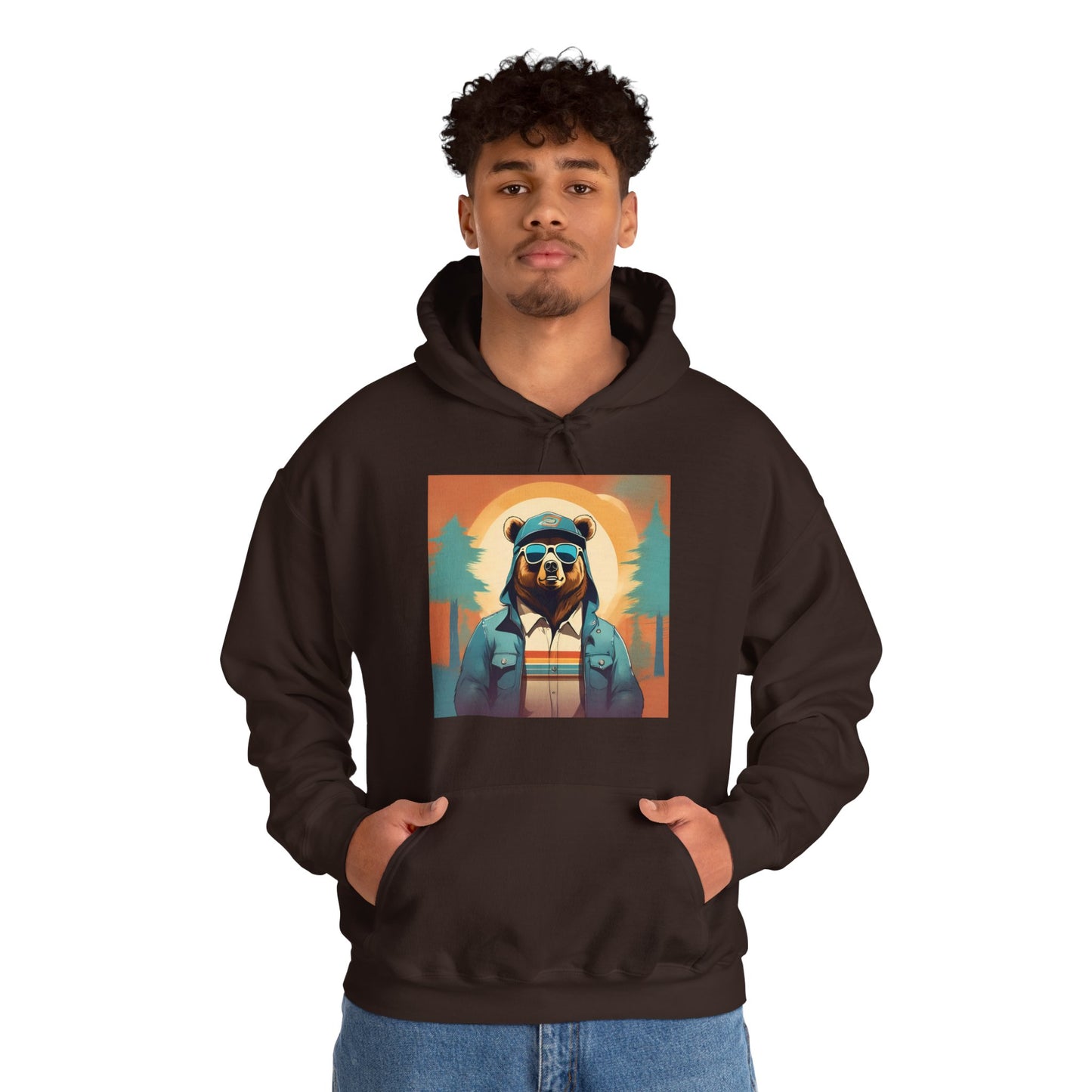Bear Hiker - Unisex Cotton Hooded Sweatshirt - Cool and Stylish Outdoor Vibe