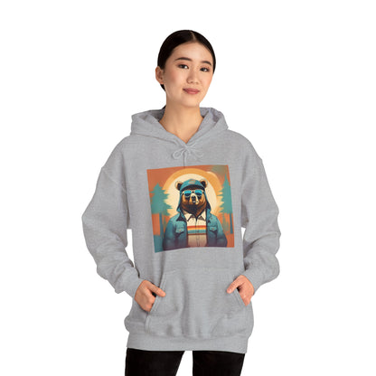 Bear Hiker - Unisex Cotton Hooded Sweatshirt - Cool and Stylish Outdoor Vibe
