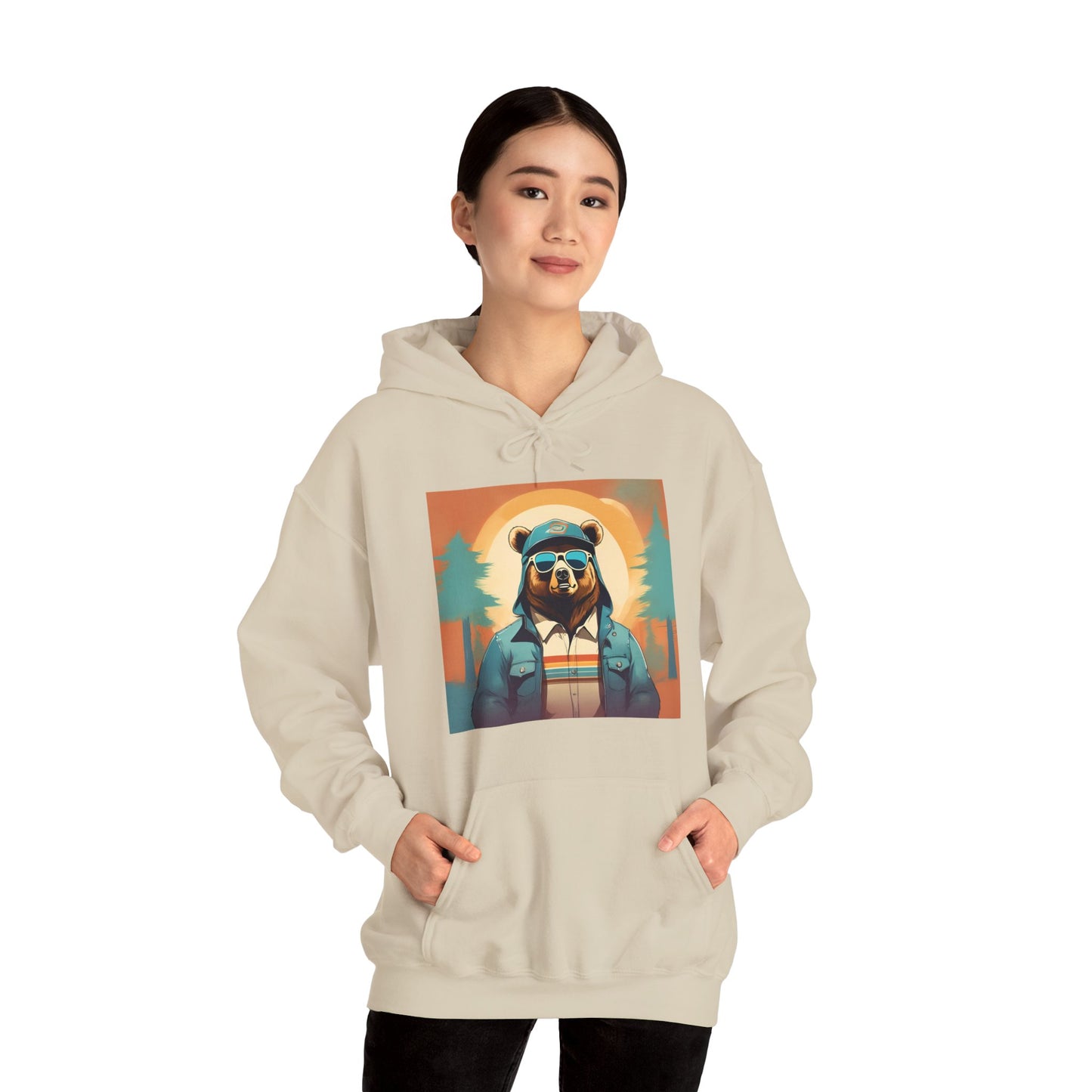 Bear Hiker - Unisex Cotton Hooded Sweatshirt - Cool and Stylish Outdoor Vibe