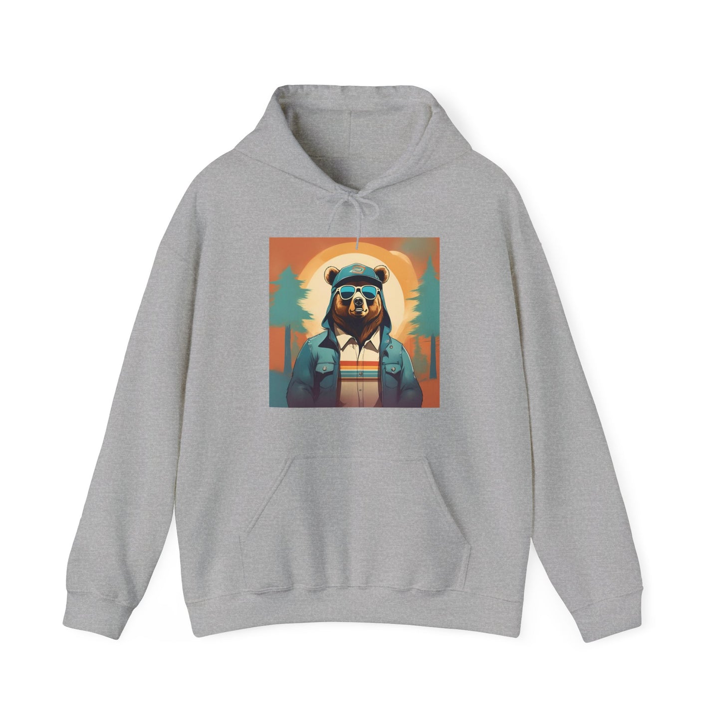 Bear Hiker - Unisex Cotton Hooded Sweatshirt - Cool and Stylish Outdoor Vibe