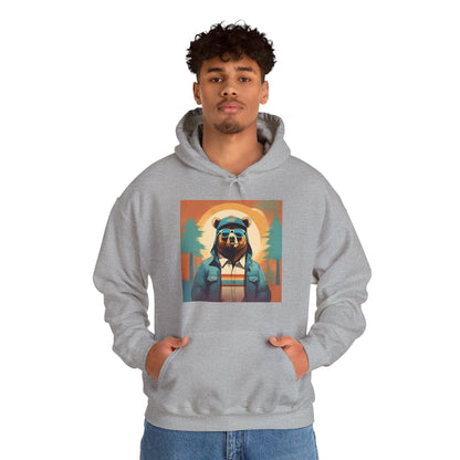 Bear Hiker - Unisex Cotton Hooded Sweatshirt - Cool and Stylish Outdoor Vibe
