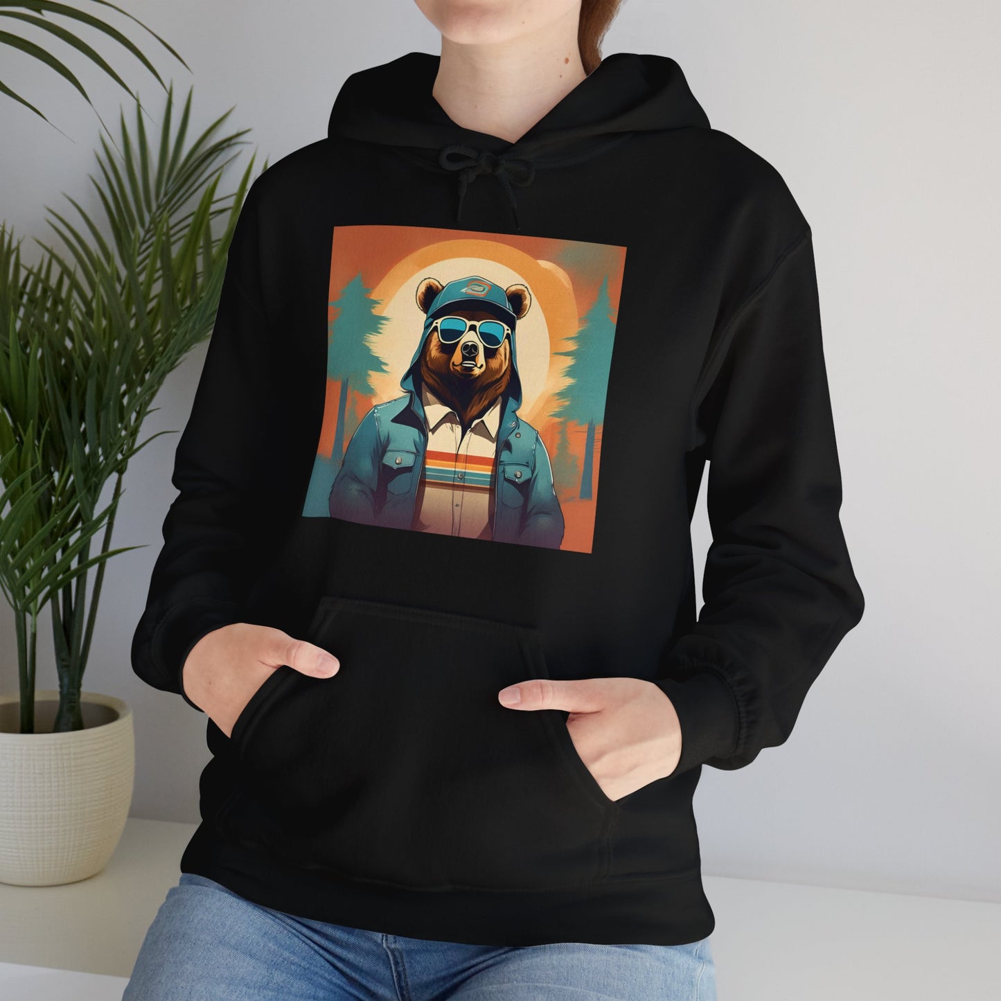 Bear Hiker - Unisex Cotton Hooded Sweatshirt - Cool and Stylish Outdoor Vibe