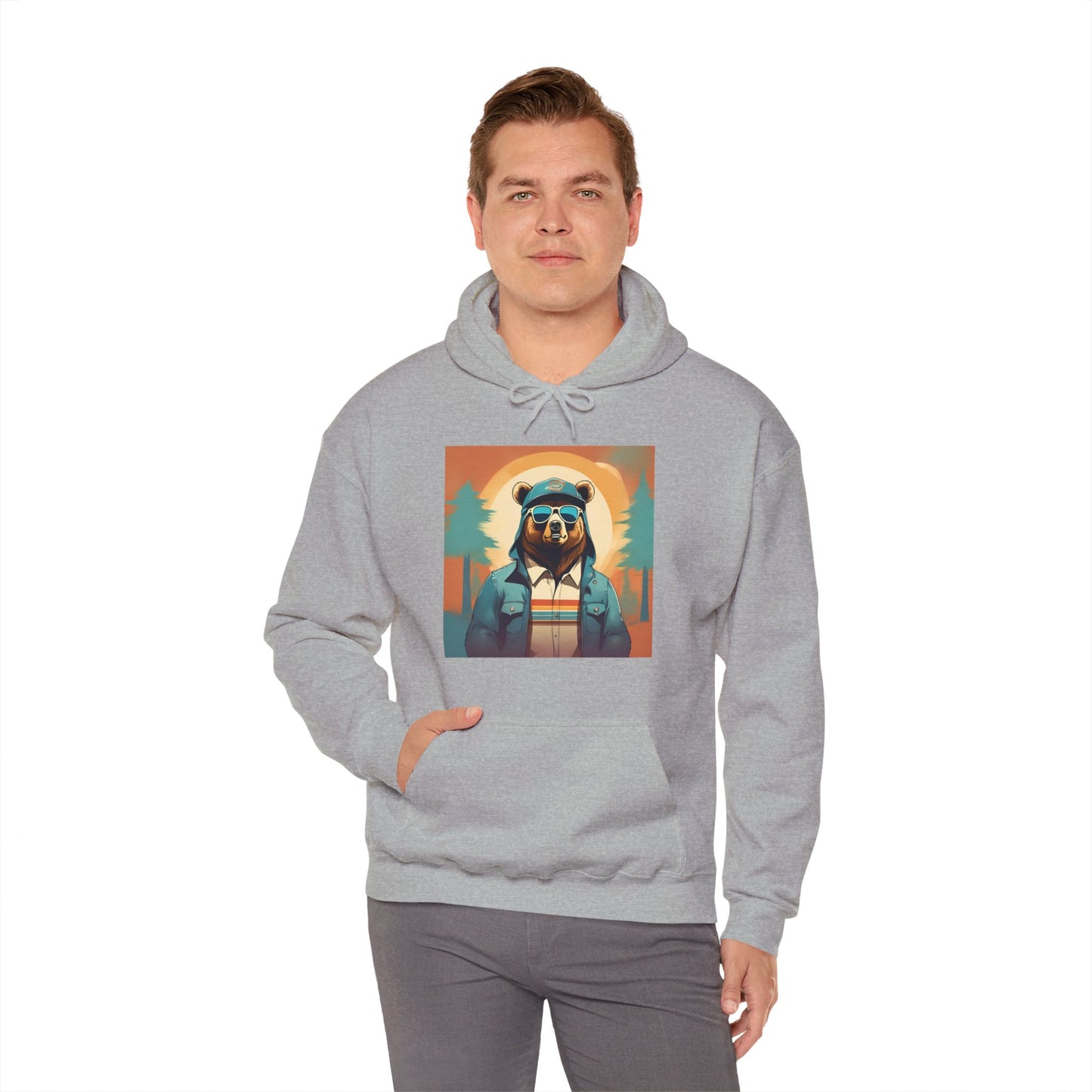 Bear Hiker - Unisex Cotton Hooded Sweatshirt - Cool and Stylish Outdoor Vibe