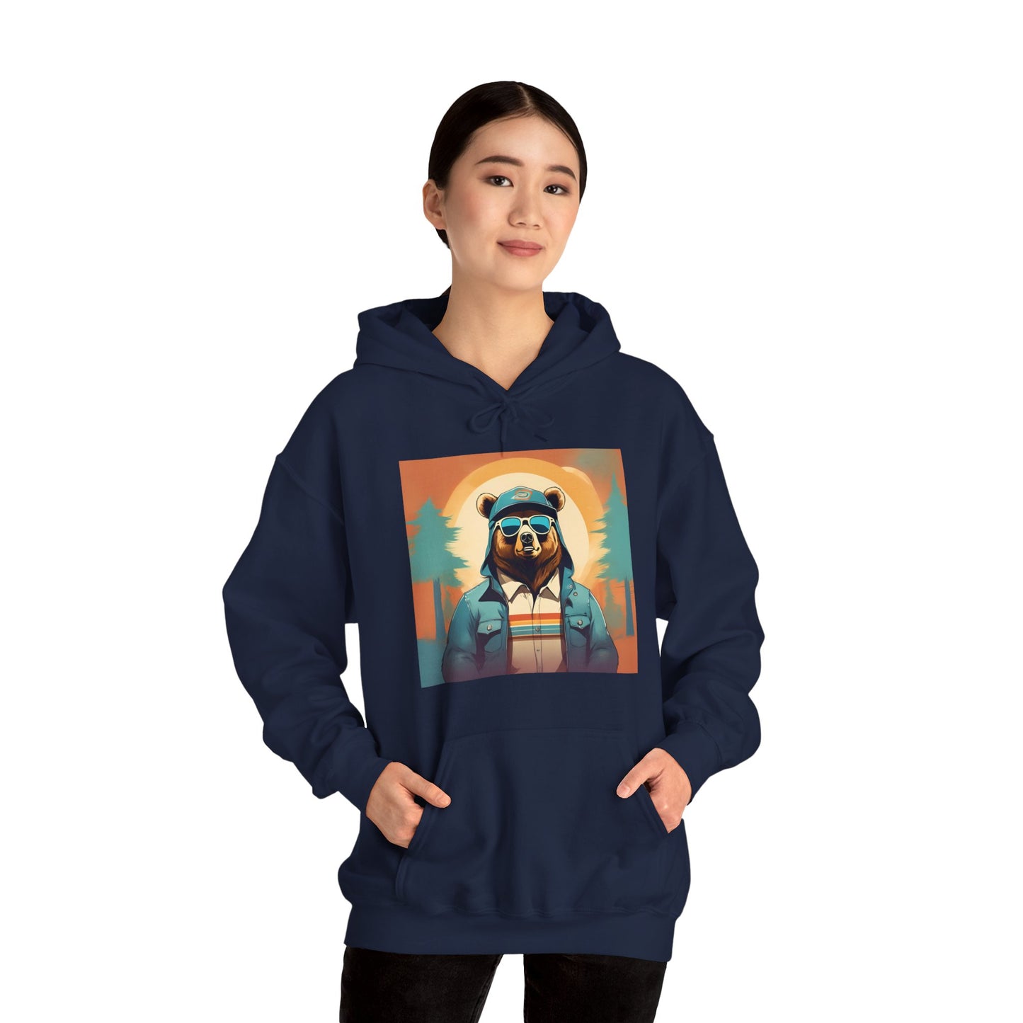 Bear Hiker - Unisex Cotton Hooded Sweatshirt - Cool and Stylish Outdoor Vibe