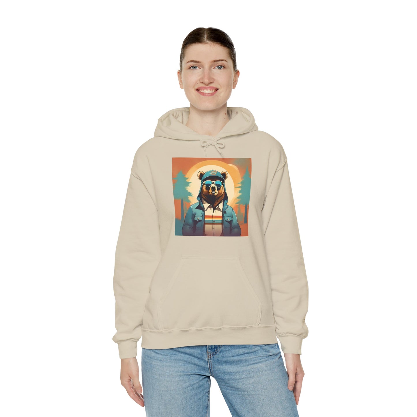 Bear Hiker - Unisex Cotton Hooded Sweatshirt - Cool and Stylish Outdoor Vibe