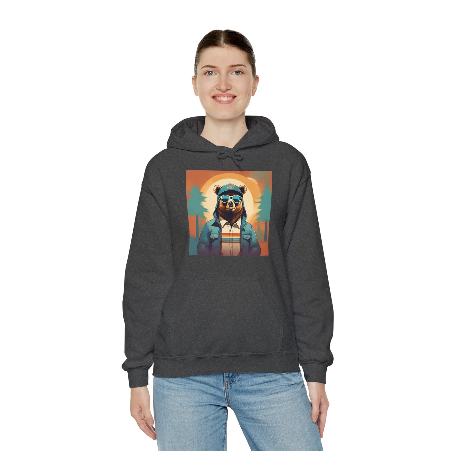 Bear Hiker - Unisex Cotton Hooded Sweatshirt - Cool and Stylish Outdoor Vibe