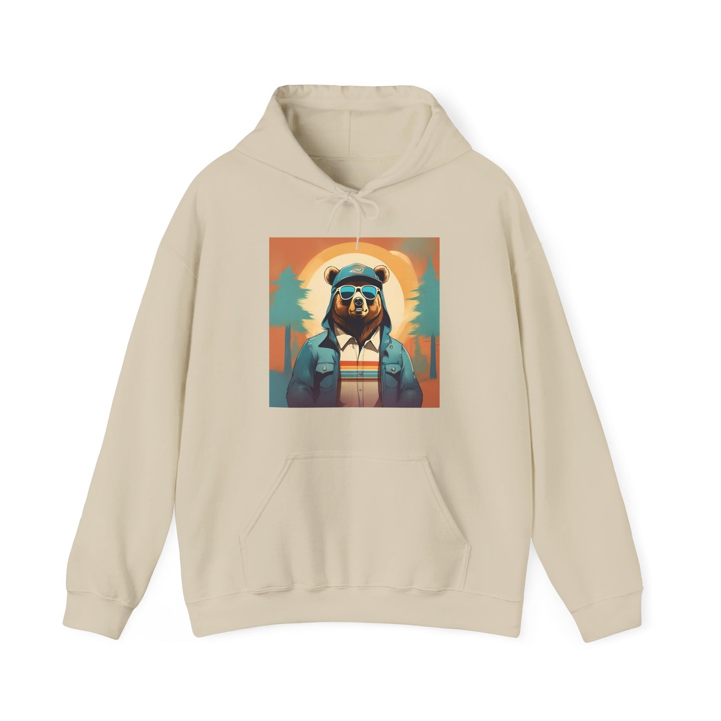 Bear Hiker - Unisex Cotton Hooded Sweatshirt - Cool and Stylish Outdoor Vibe