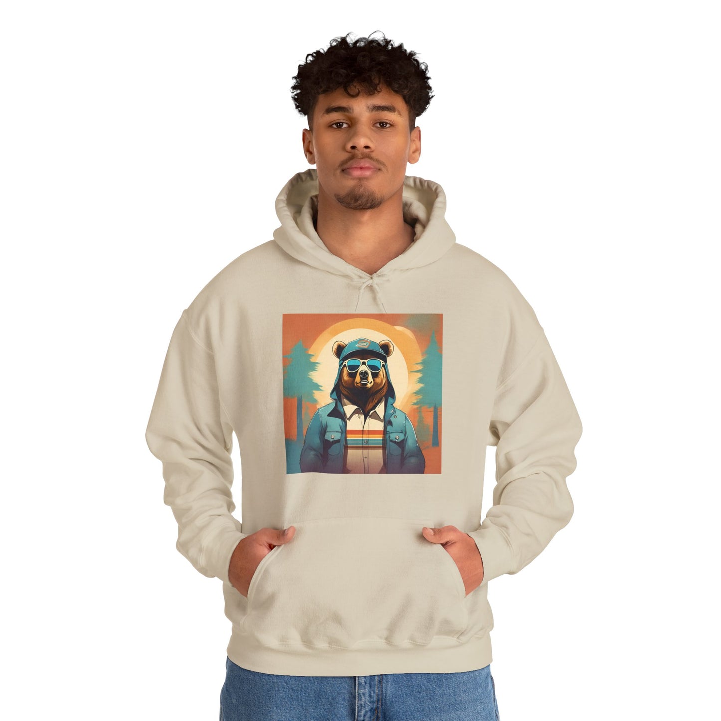 Bear Hiker - Unisex Cotton Hooded Sweatshirt - Cool and Stylish Outdoor Vibe