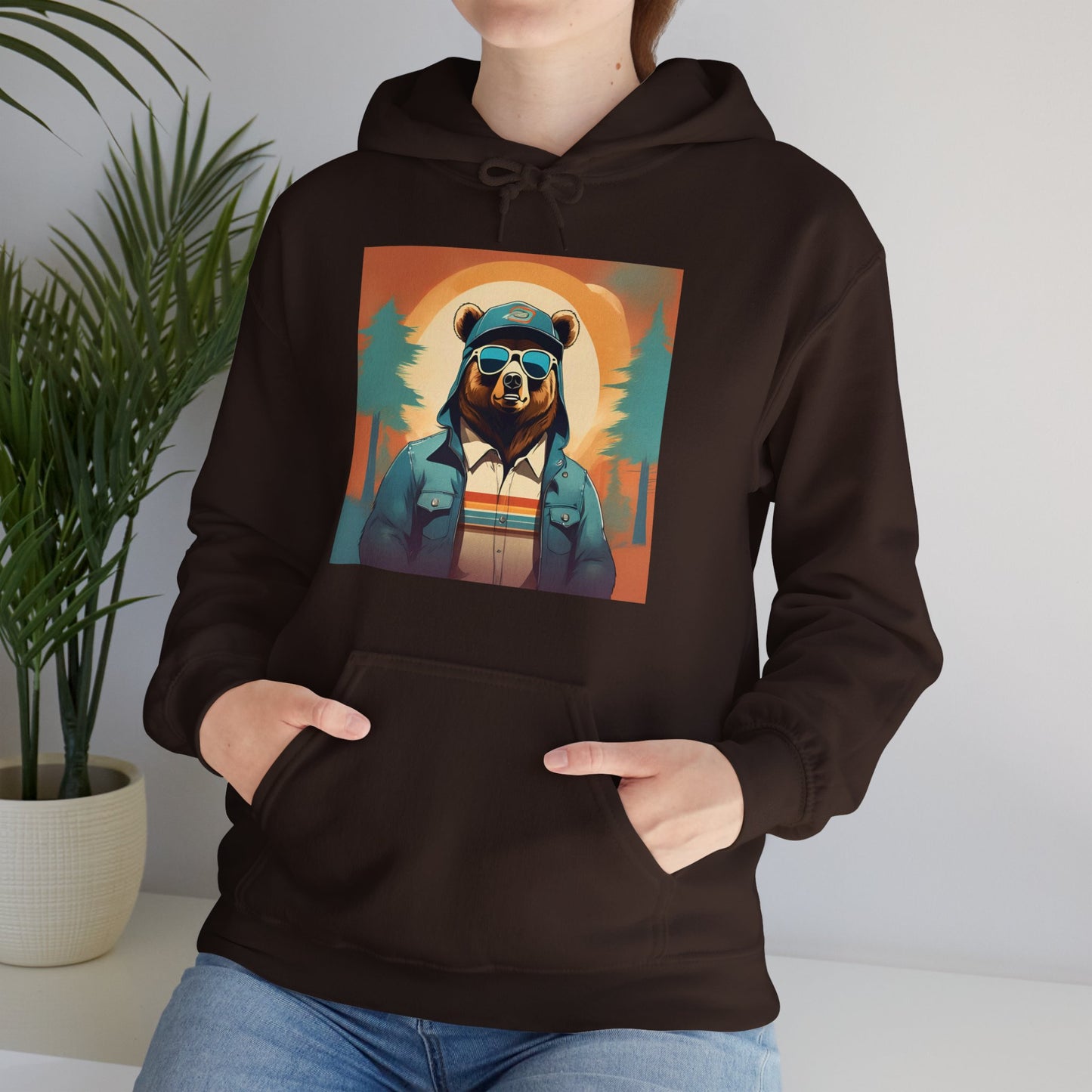 Bear Hiker - Unisex Cotton Hooded Sweatshirt - Cool and Stylish Outdoor Vibe