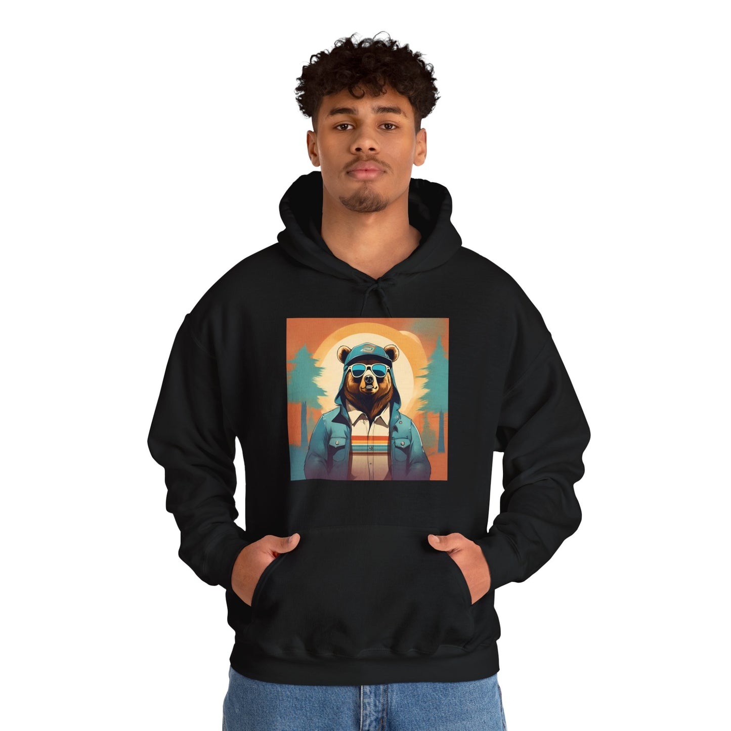 Bear Hiker - Unisex Cotton Hooded Sweatshirt - Cool and Stylish Outdoor Vibe