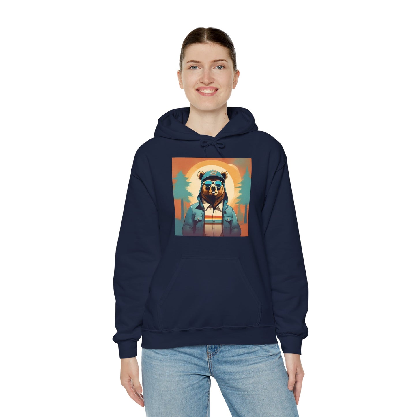 Bear Hiker - Unisex Cotton Hooded Sweatshirt - Cool and Stylish Outdoor Vibe