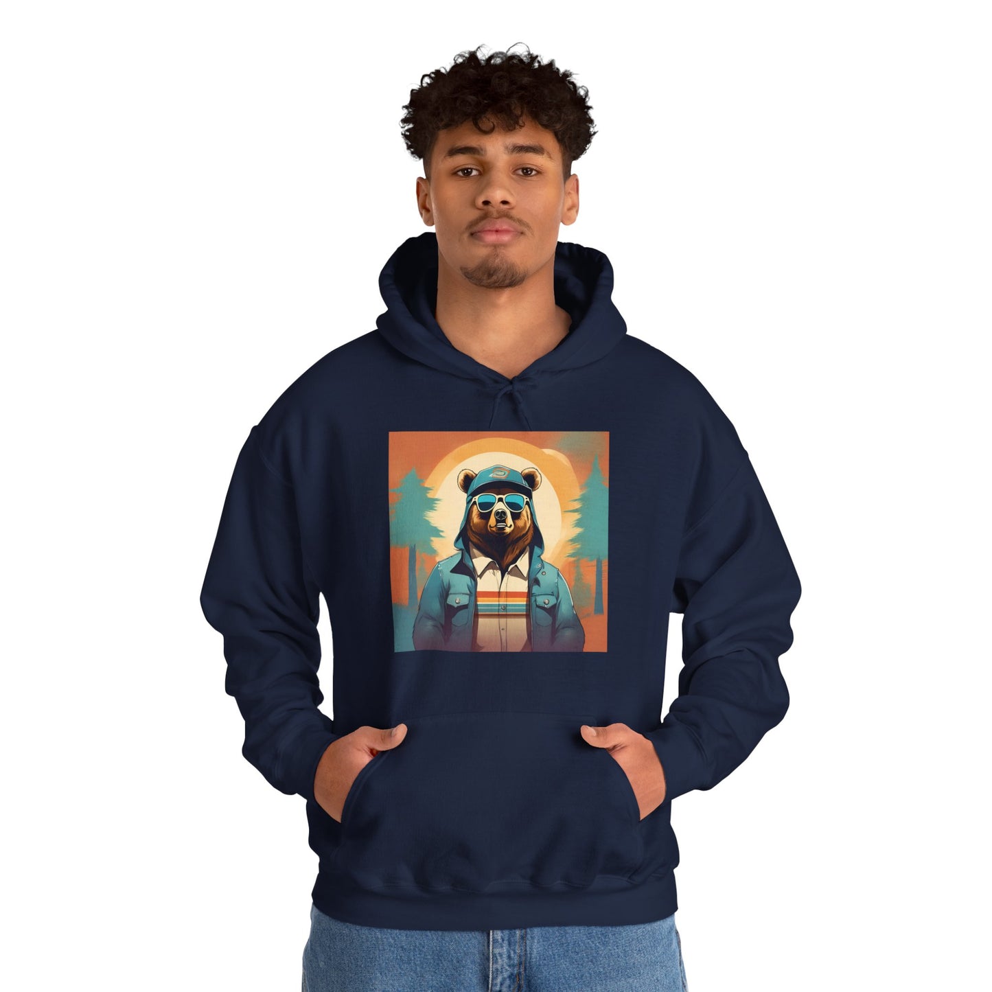 Bear Hiker - Unisex Cotton Hooded Sweatshirt - Cool and Stylish Outdoor Vibe