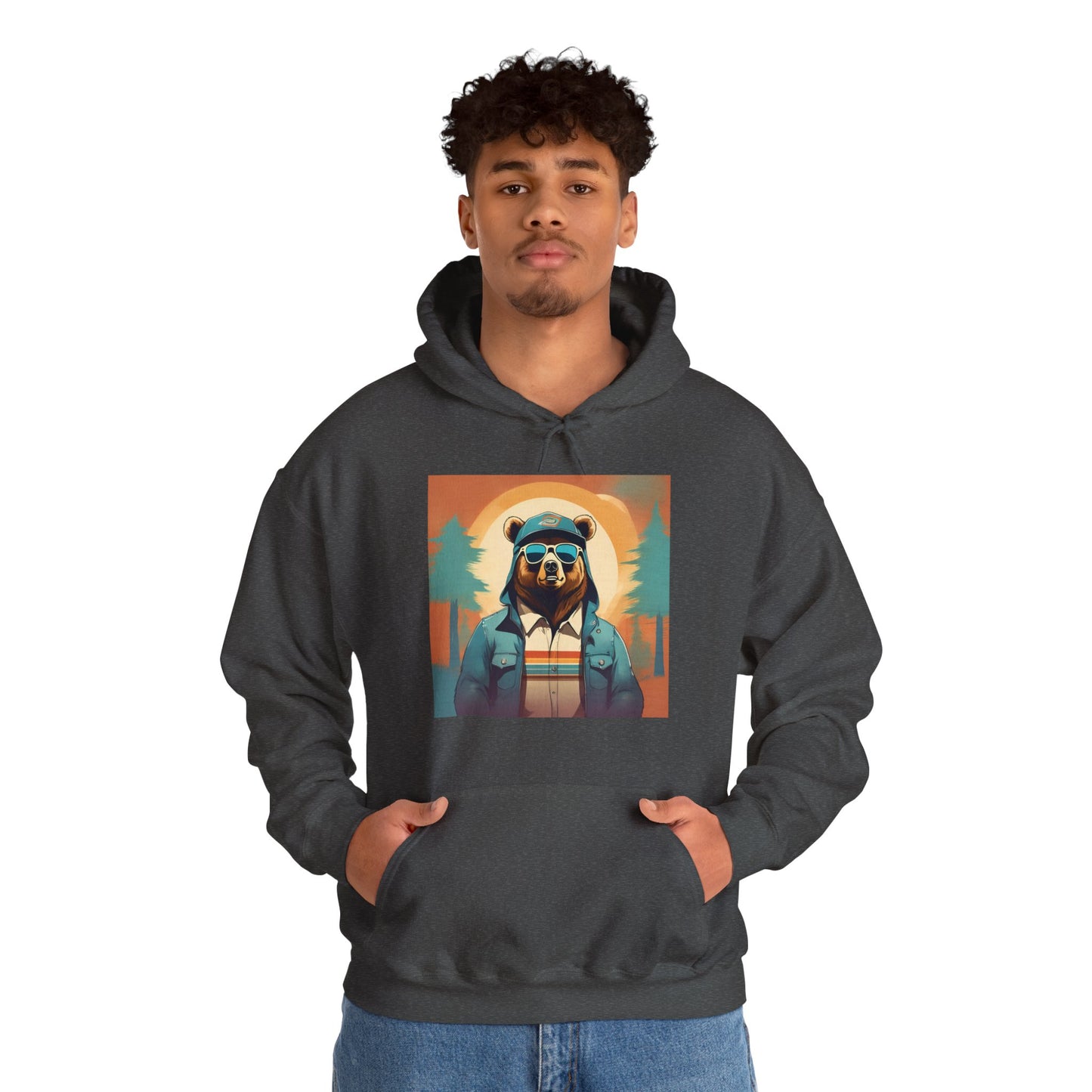 Bear Hiker - Unisex Cotton Hooded Sweatshirt - Cool and Stylish Outdoor Vibe